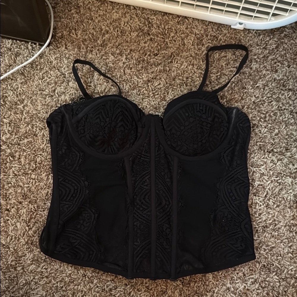 Garage Black Lace Bustier Top